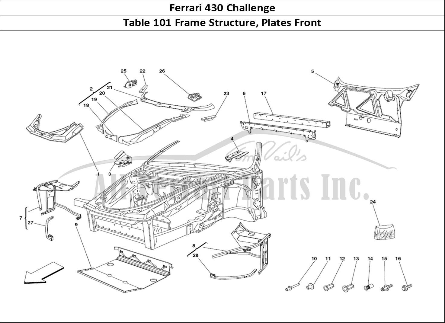 Ferrari Parts Ferrari 430 Challenge (2006) Page 101 Frame - Front Elements St