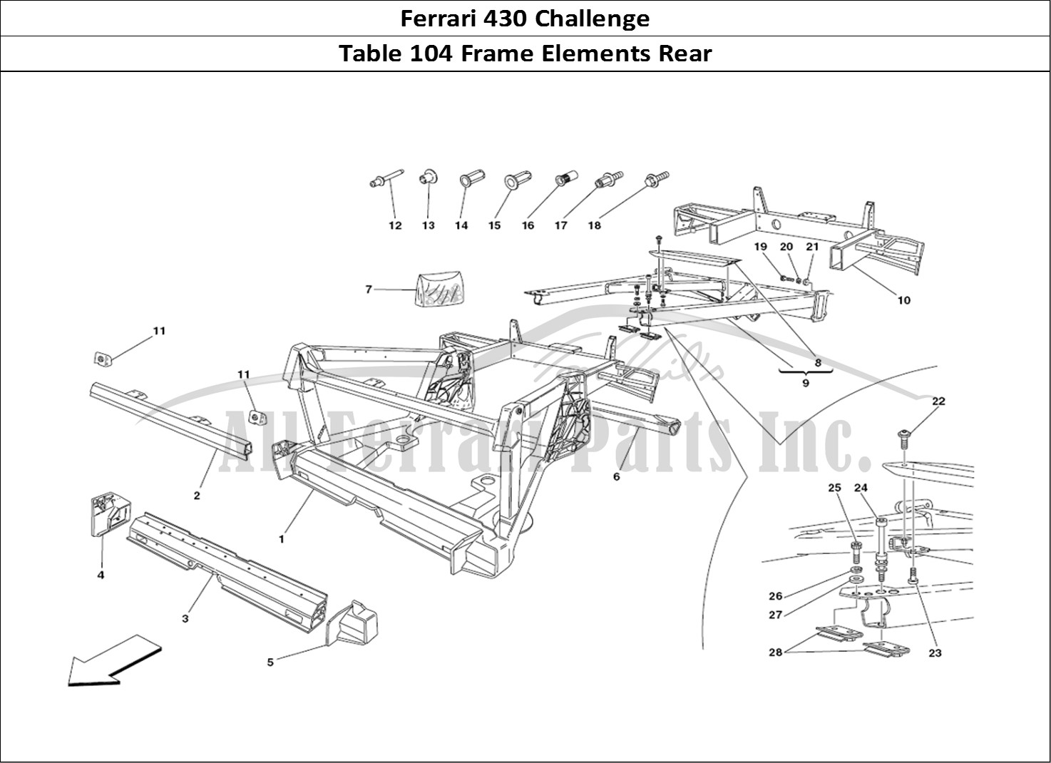 Ferrari Parts Ferrari 430 Challenge (2006) Page 104 Frame - Rear Elements and