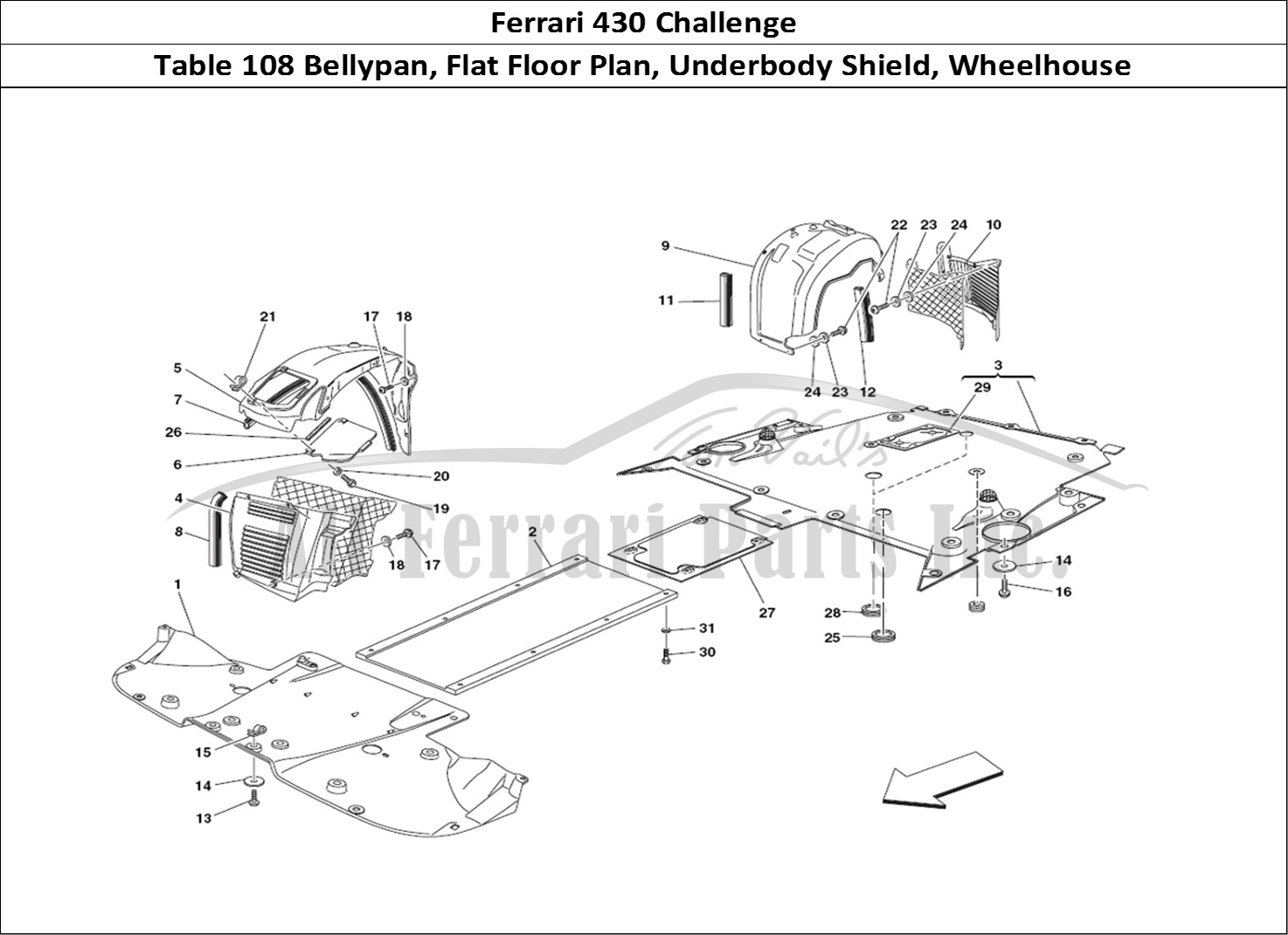 Ferrari Parts Ferrari 430 Challenge (2006) Page 108 Flat Floor Pan and Wheelh