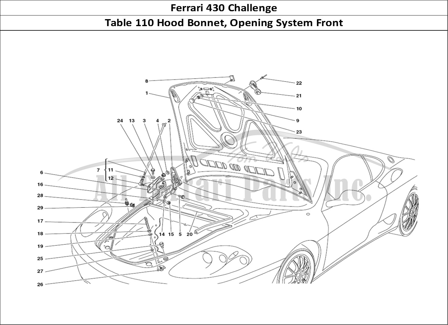 Ferrari Parts Ferrari 430 Challenge (2006) Page 110 Front Hood & Opening Devi