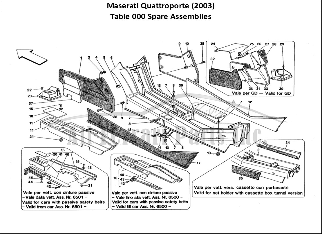 Ferrari Parts Maserati QTP. (2003) Page 000 Spare Assembly Units