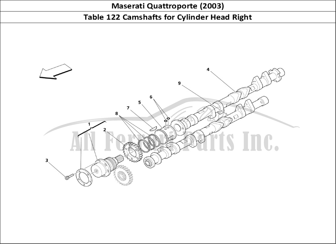 Ferrari Parts Maserati QTP. (2003) Page 122 Camshafts For R.H. Cylind