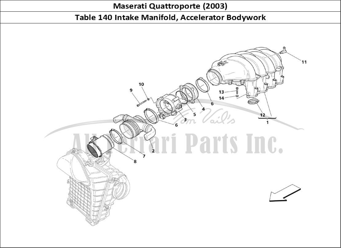 Ferrari Parts Maserati QTP. (2003) Page 140 Air Intake Manifold And T