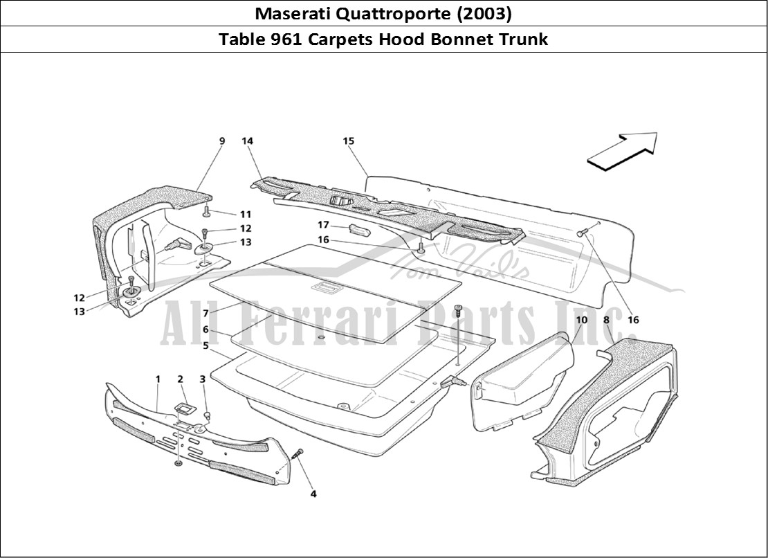 Ferrari Parts Maserati QTP. (2003) Page 961 Trunk Hood Carpets