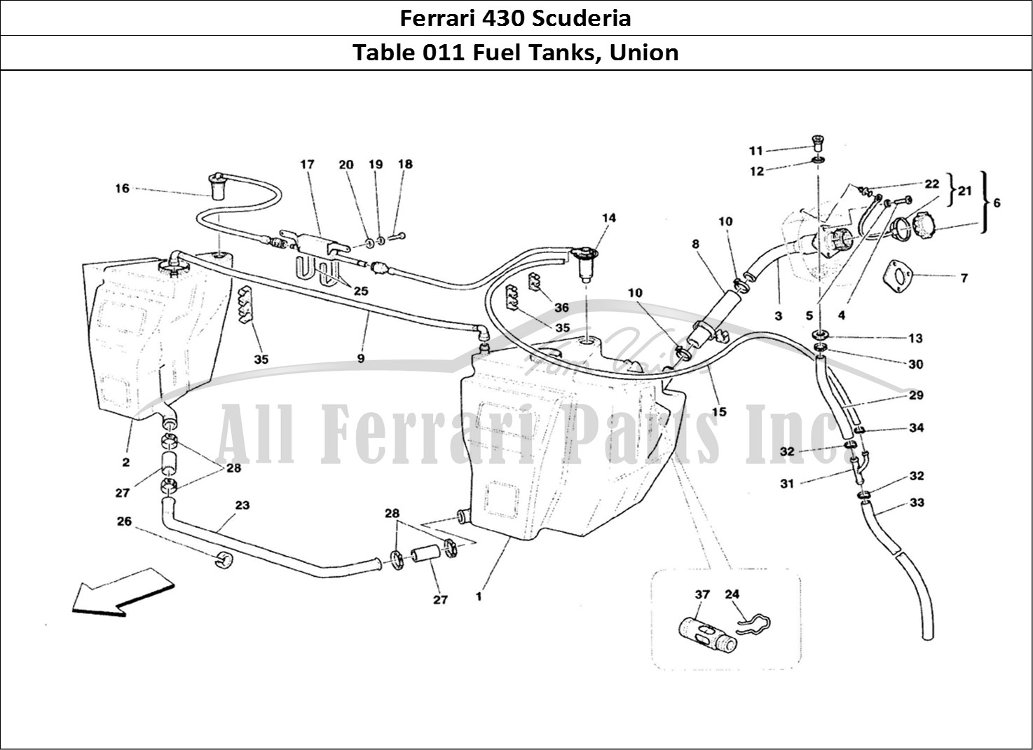 Ferrari Parts Ferrari 430 Scuderia Page 011 Fuel Tanks and Union