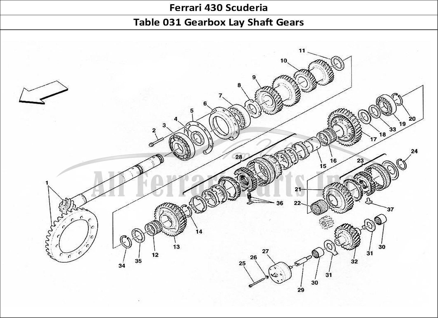 Ferrari Parts Ferrari 430 Scuderia Page 031 Lay Shaft Gears