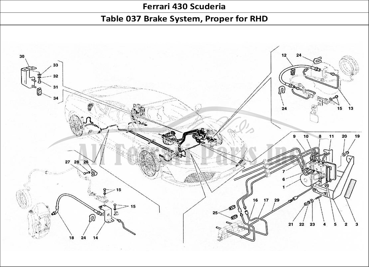 Ferrari Parts Ferrari 430 Scuderia Page 037 Brake System - Valid for