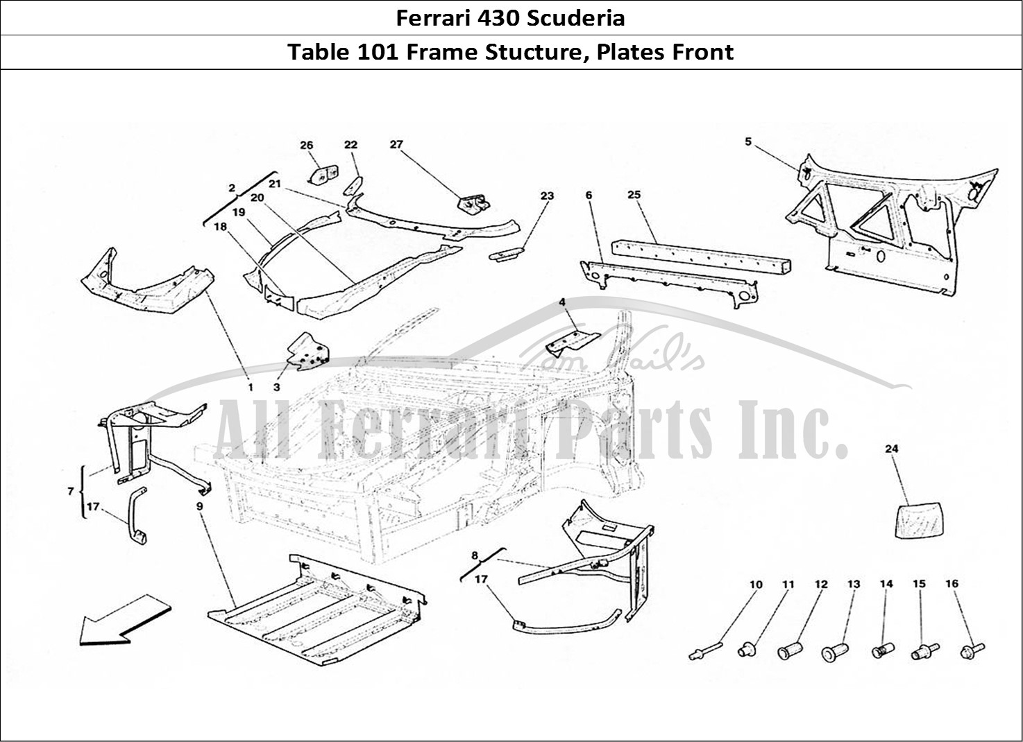 Ferrari Parts Ferrari 430 Scuderia Page 101 Complete Front Part Struc