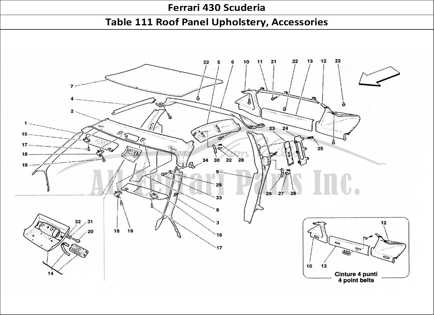 Ferrari Parts Ferrari 430 Scuderia Page 111 Roof Panel Upholstery and