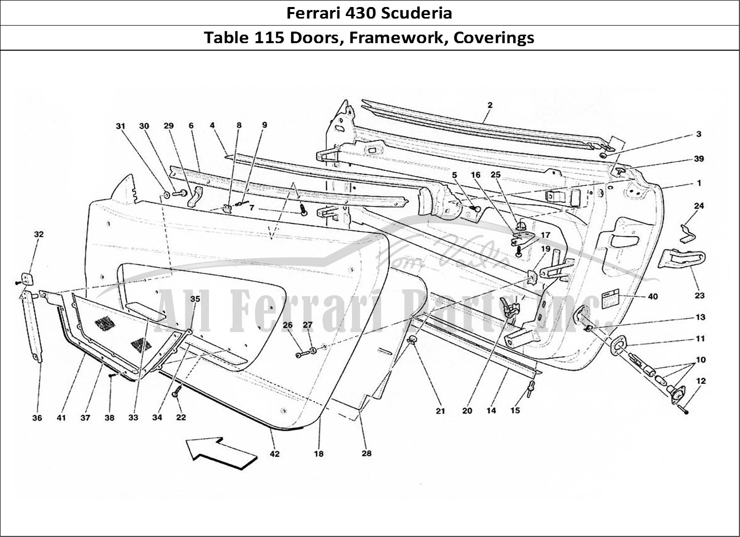 Ferrari Parts Ferrari 430 Scuderia Page 115 Doors - Framework and Cov