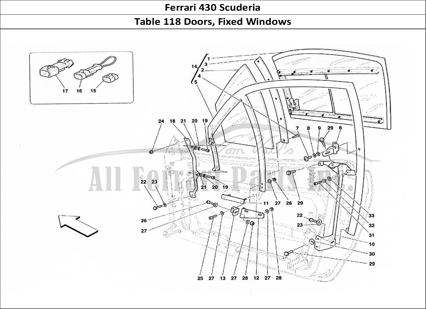 Ferrari Parts Ferrari 430 Scuderia Page 118 Doors - Fixed Window