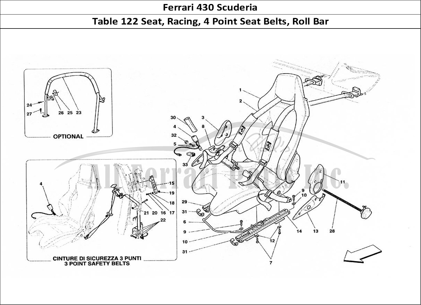 Ferrari Parts Ferrari 430 Scuderia Page 122 Racing Seat -4 Point Belt
