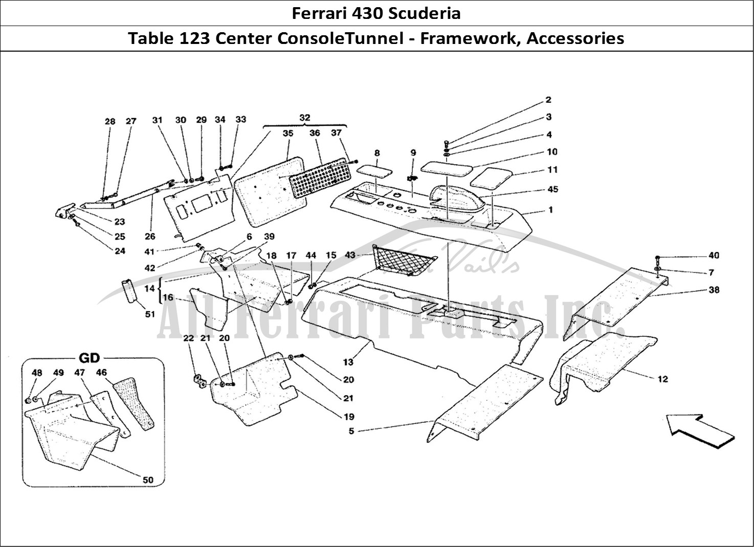 Ferrari Parts Ferrari 430 Scuderia Page 123 Tunnel - Framework and Ac