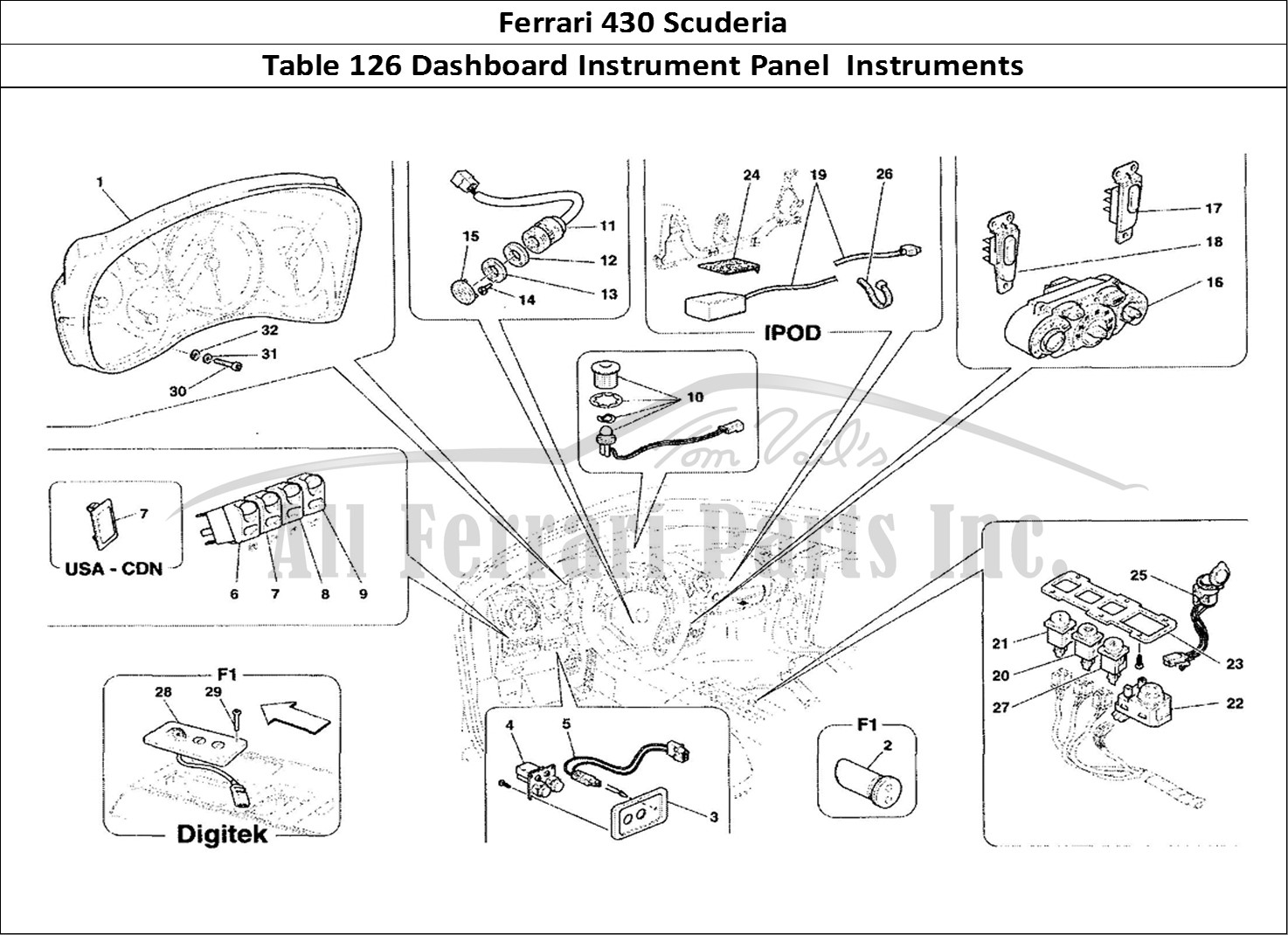 Ferrari Parts Ferrari 430 Scuderia Page 126 Dashboard Instruments