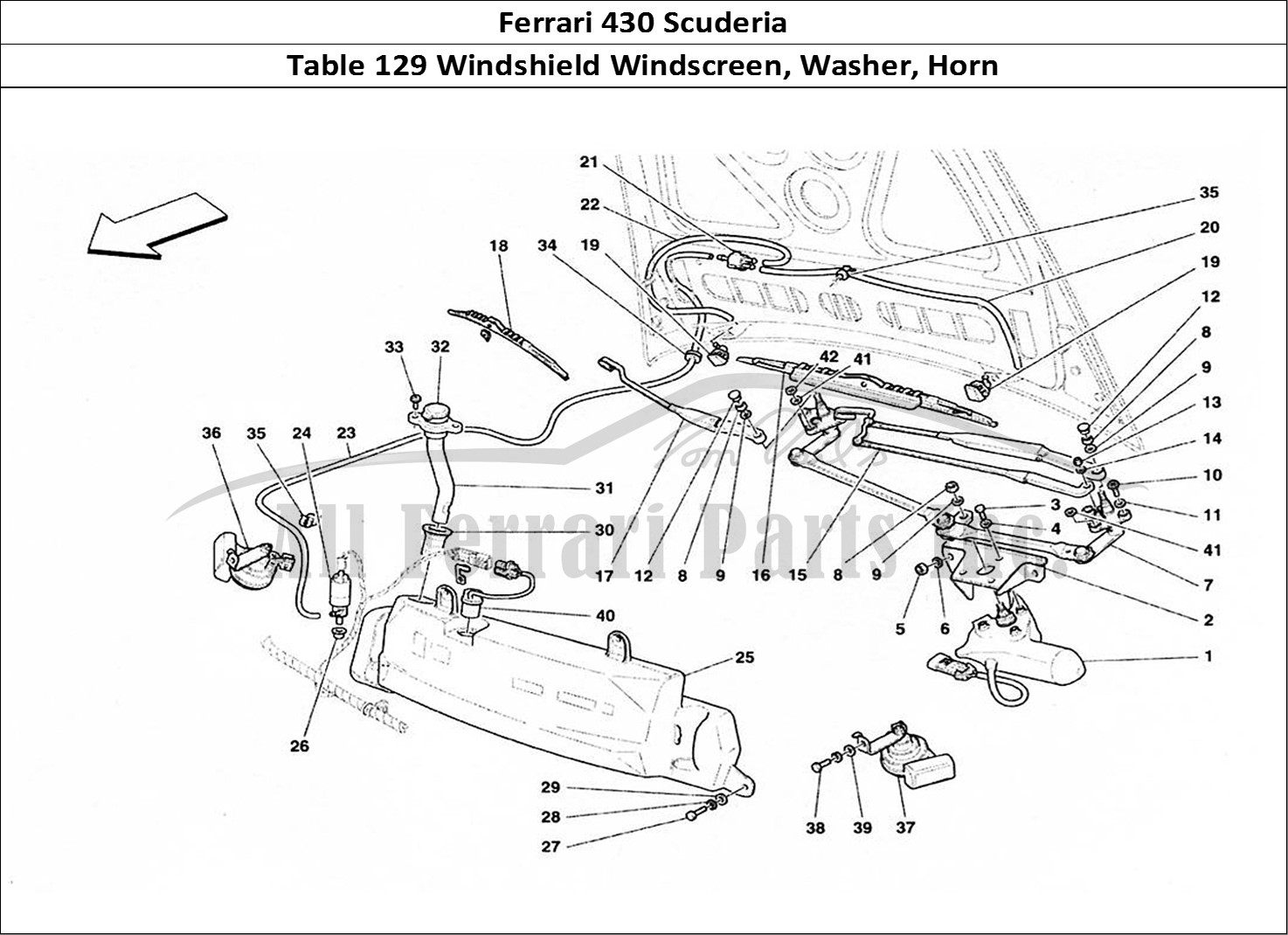 Ferrari Parts Ferrari 430 Scuderia Page 129 Windshield, Glass Washer