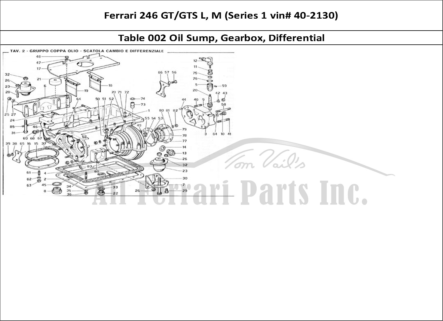 Ferrari Parts Ferrari 246 GT Series 1 Page 002 Oil Sump - Gearbox & Diff