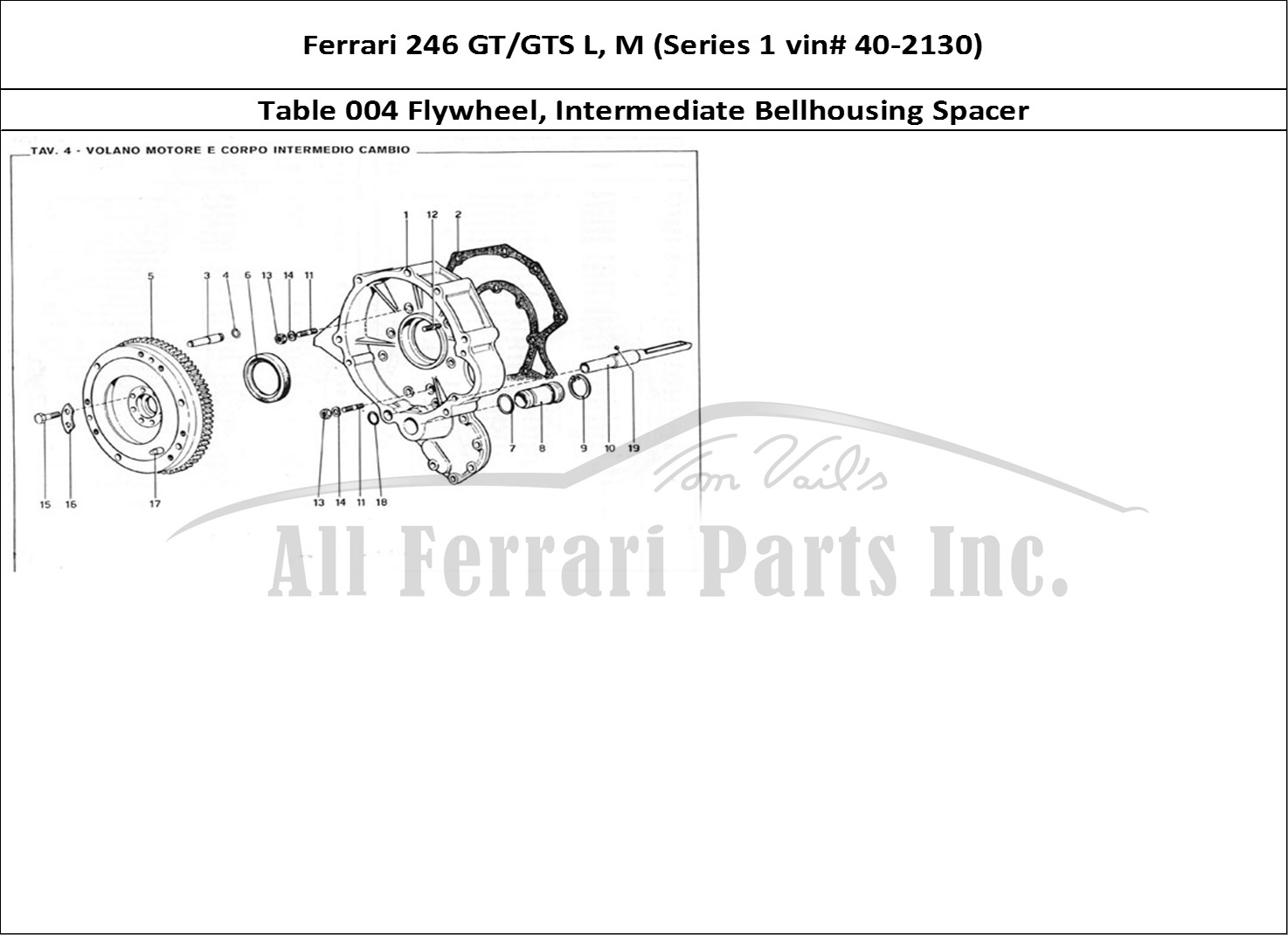 Ferrari Parts Ferrari 246 GT Series 1 Page 004 Flywheel & Intermediate G