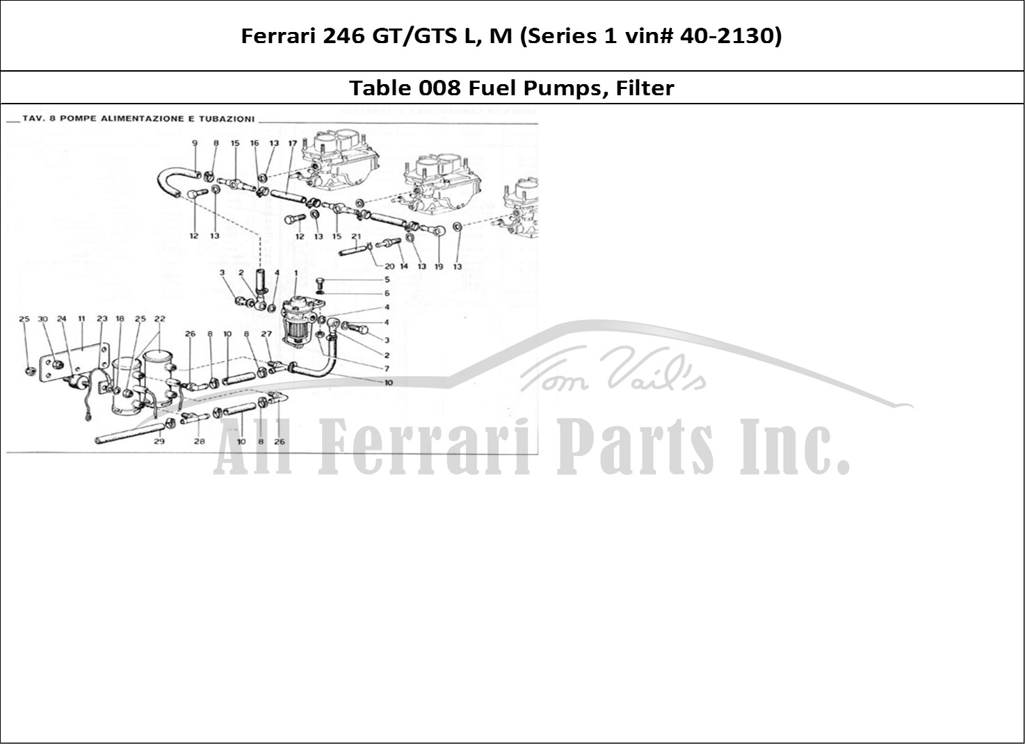 Ferrari Parts Ferrari 246 GT Series 1 Page 008 Fuel Pumps & Filters