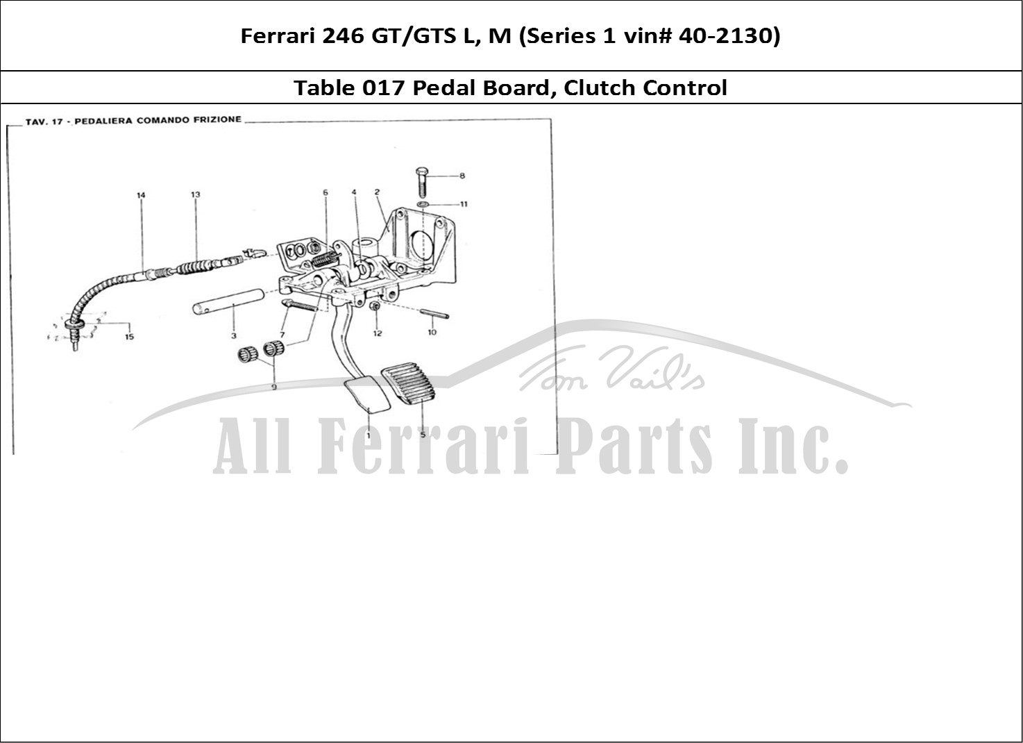 Ferrari Parts Ferrari 246 GT Series 1 Page 017 Pedal Board - Clutch Cont