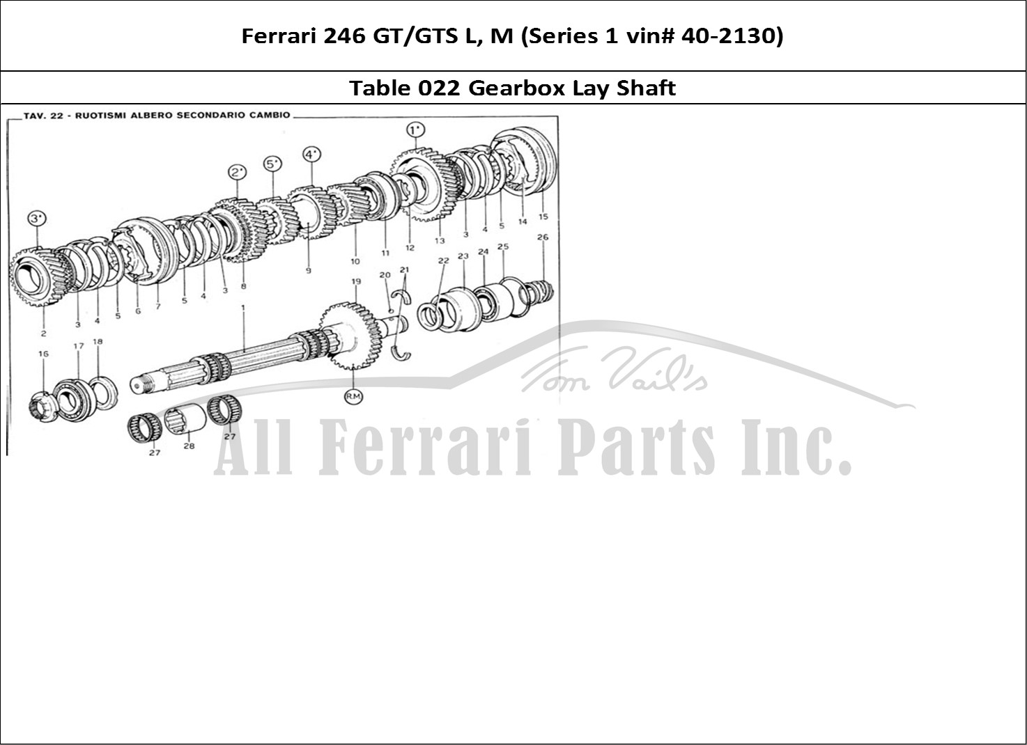 Ferrari Parts Ferrari 246 GT Series 1 Page 022 Lay Shaft Gearing