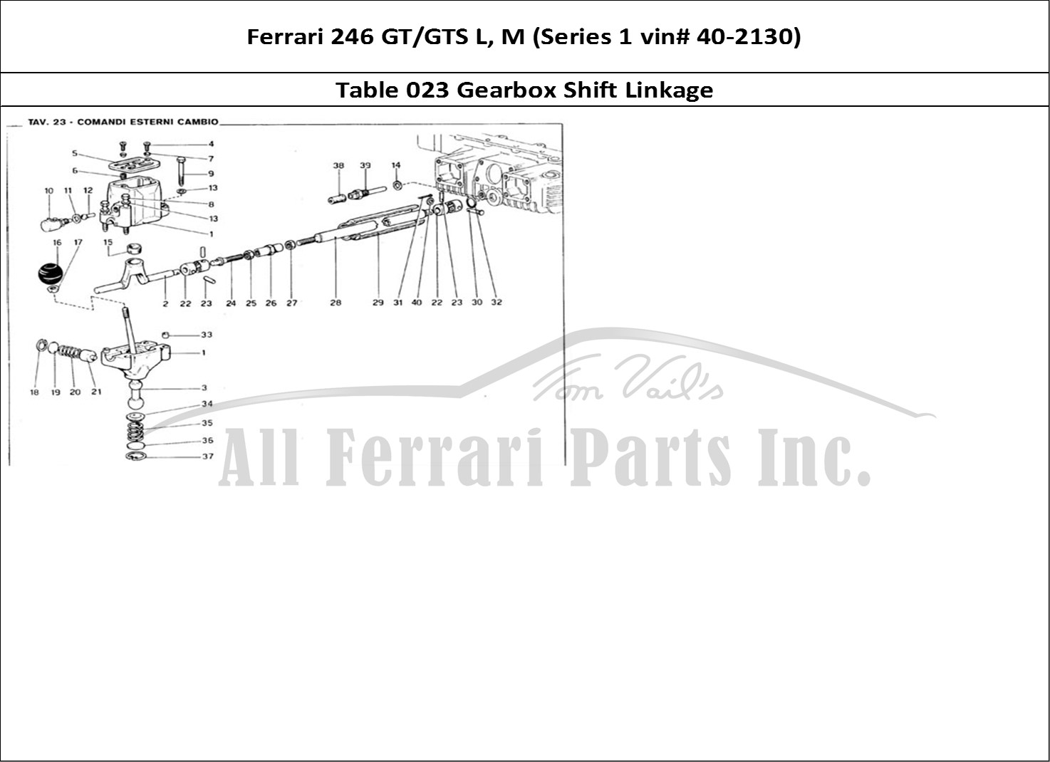 Ferrari Parts Ferrari 246 GT Series 1 Page 023 Gearbox Outer Controls
