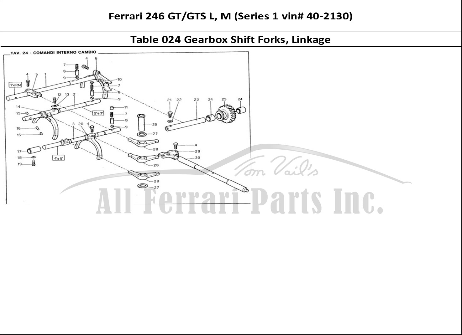 Ferrari Parts Ferrari 246 GT Series 1 Page 024 Gearbox Inner Controls