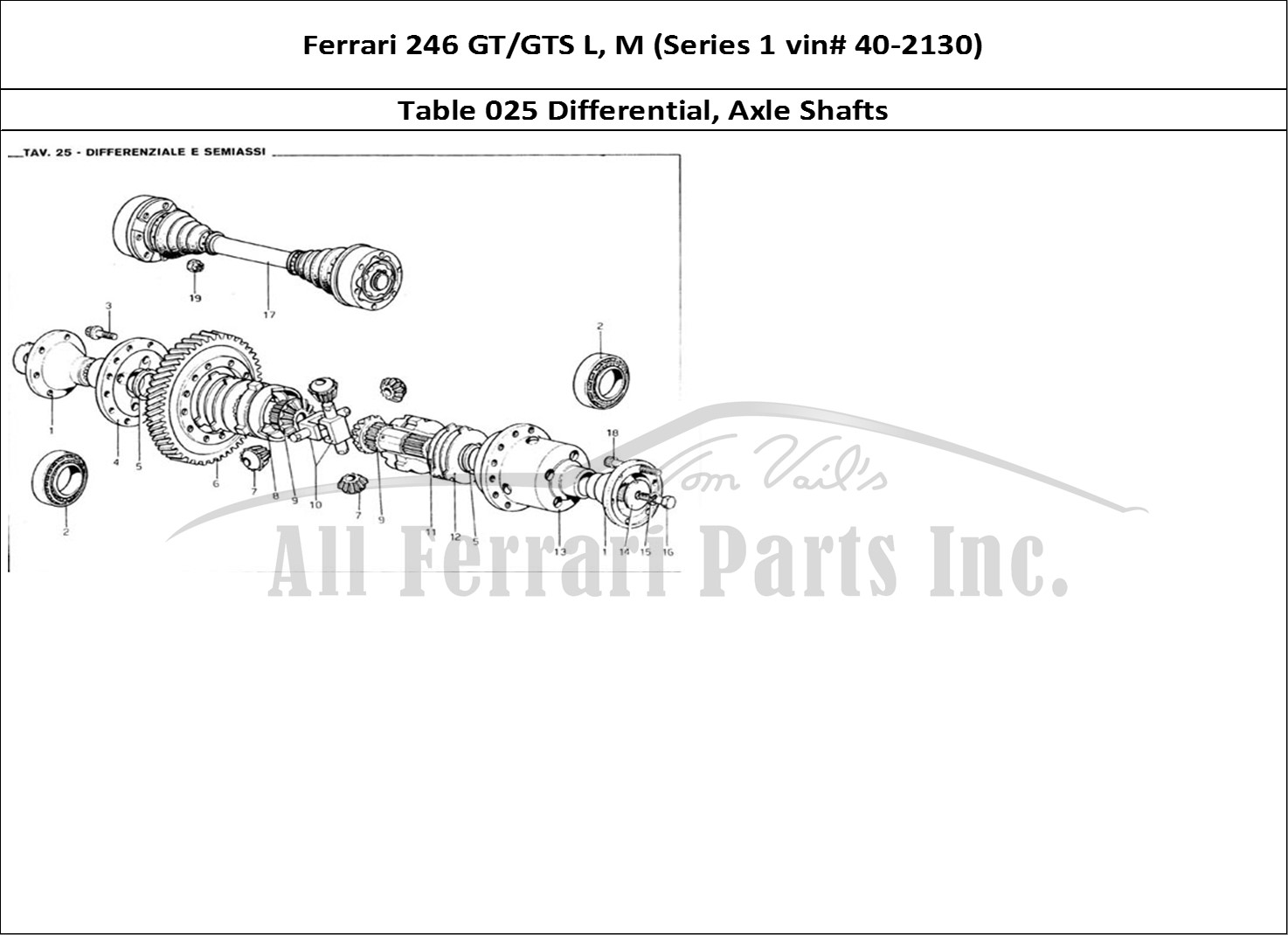 Ferrari Parts Ferrari 246 GT Series 1 Page 025 Differential & Axle Shaft