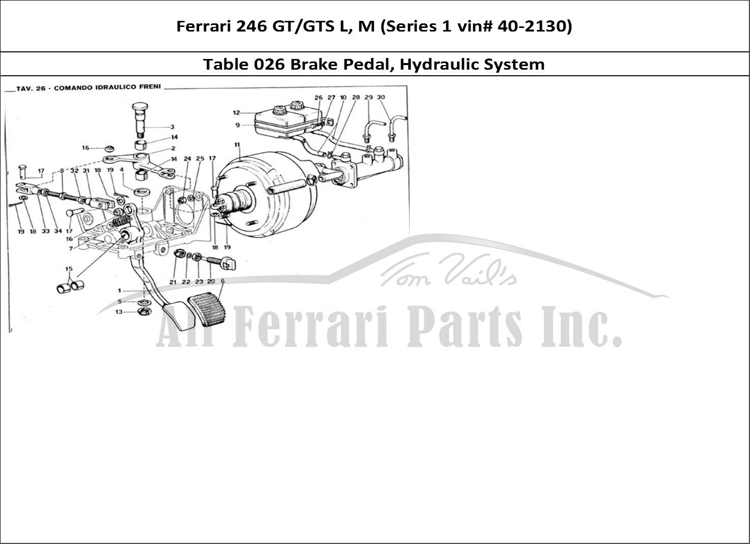 Ferrari Parts Ferrari 246 GT Series 1 Page 026 Brake Hydraulic System
