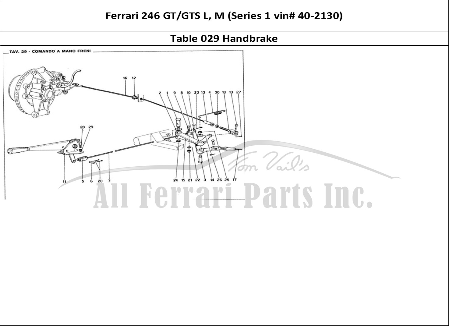 Ferrari Parts Ferrari 246 GT Series 1 Page 029 Handbrake Control