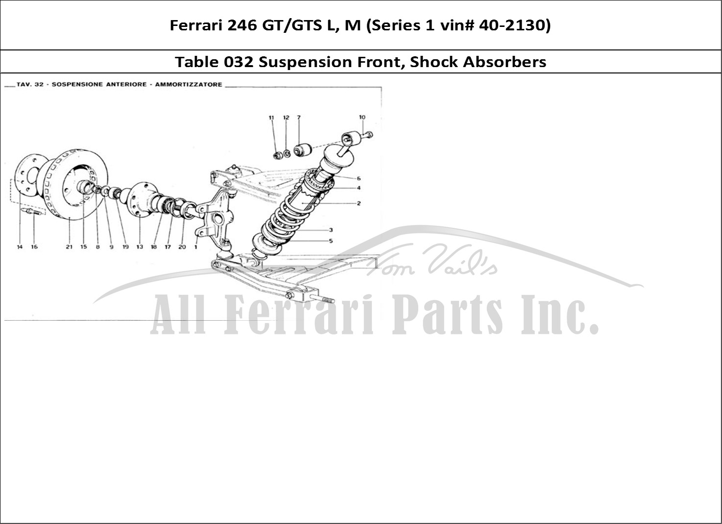 Ferrari Parts Ferrari 246 GT Series 1 Page 032 Front Suspension - Shock
