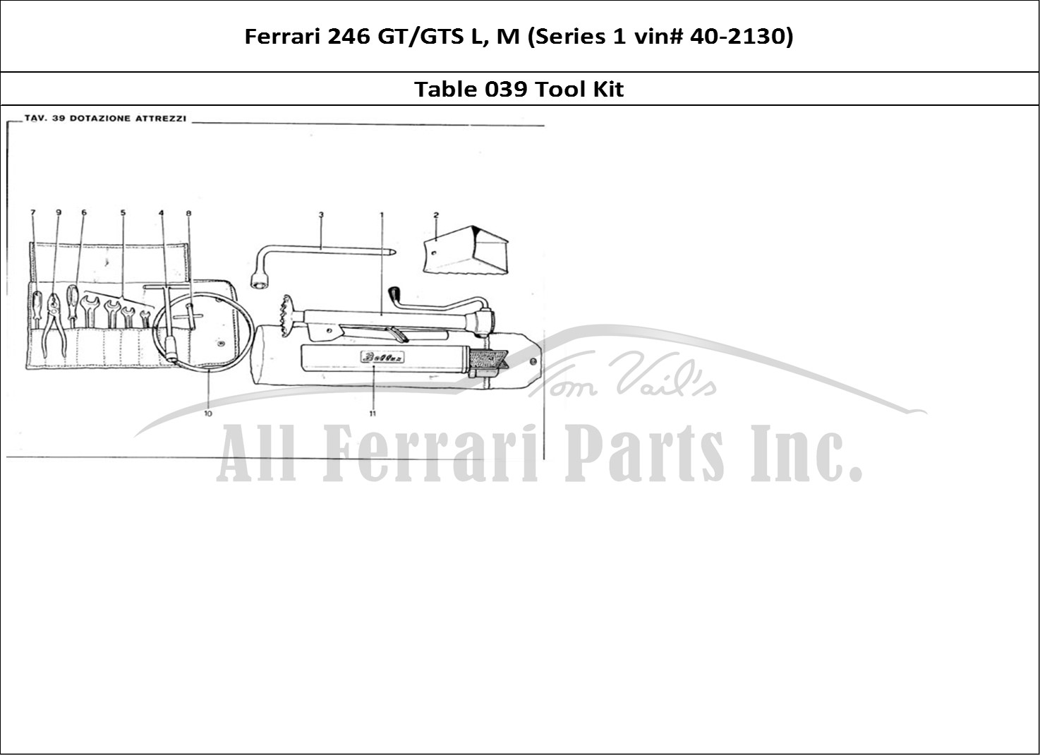 Ferrari Parts Ferrari 246 GT Series 1 Page 039 Tool Kit