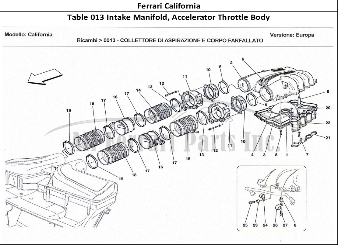 Ferrari Parts Ferrari California Page 013 Intake Manifold and Throt