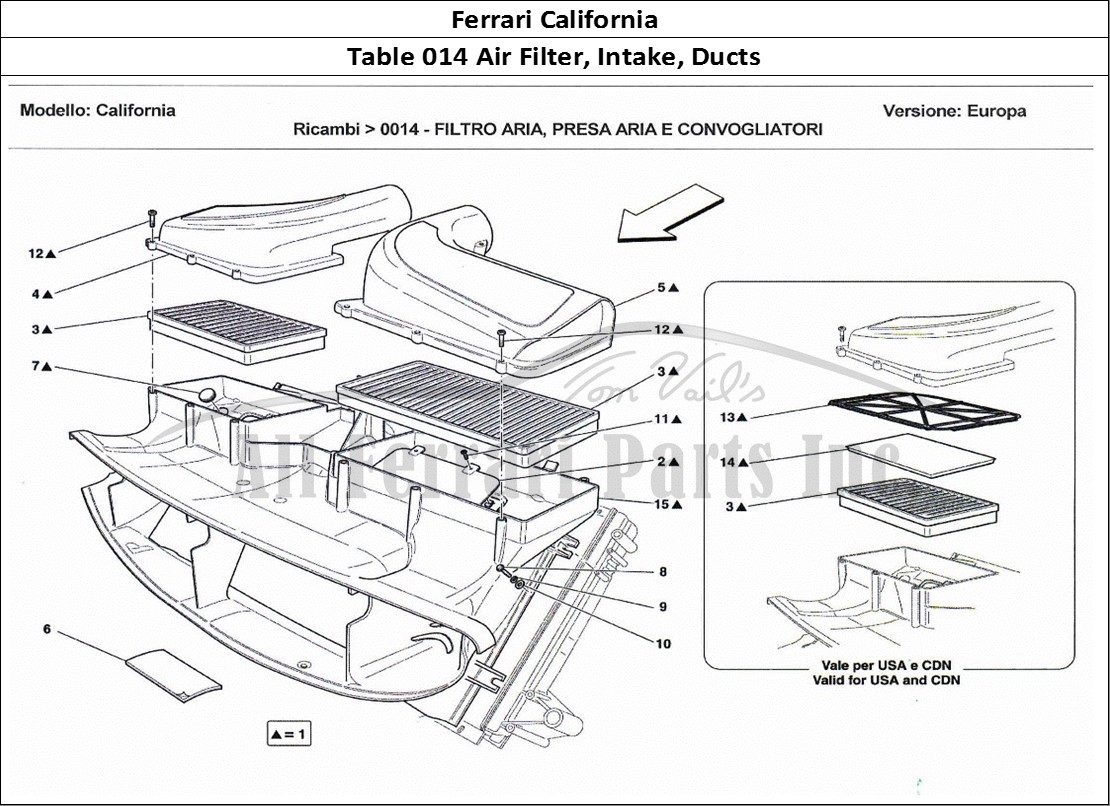 Ferrari Parts Ferrari California Page 014 Air Filter, Air Intake an