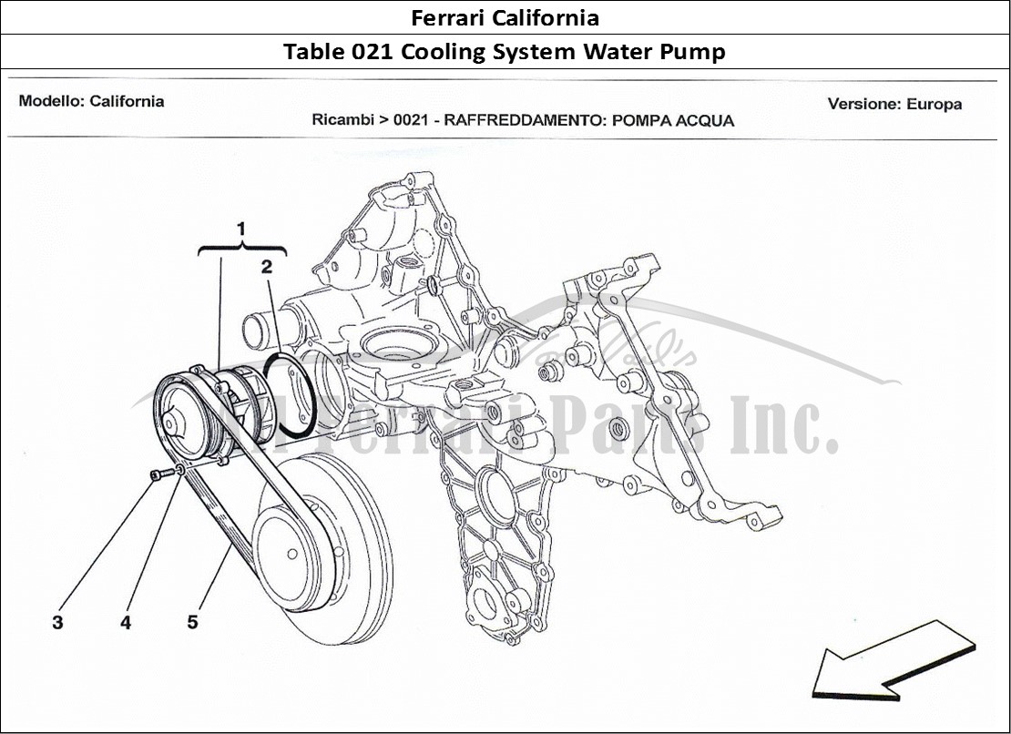 Ferrari Parts Ferrari California Page 021 Cooling System: Water Pum