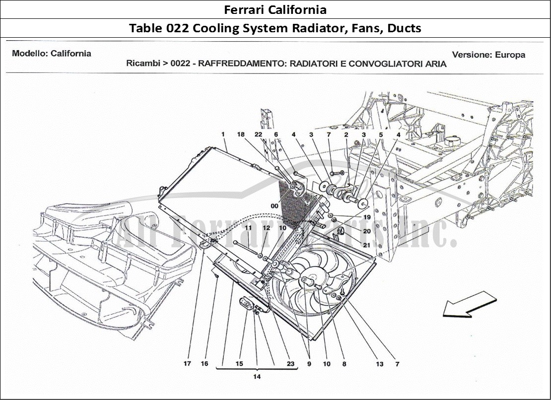 Ferrari Parts Ferrari California Page 022 Cooling: Air Radiators an