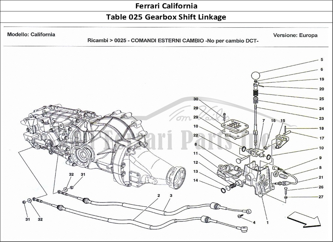 Ferrari Parts Ferrari California Page 025 Gearbox External Controls