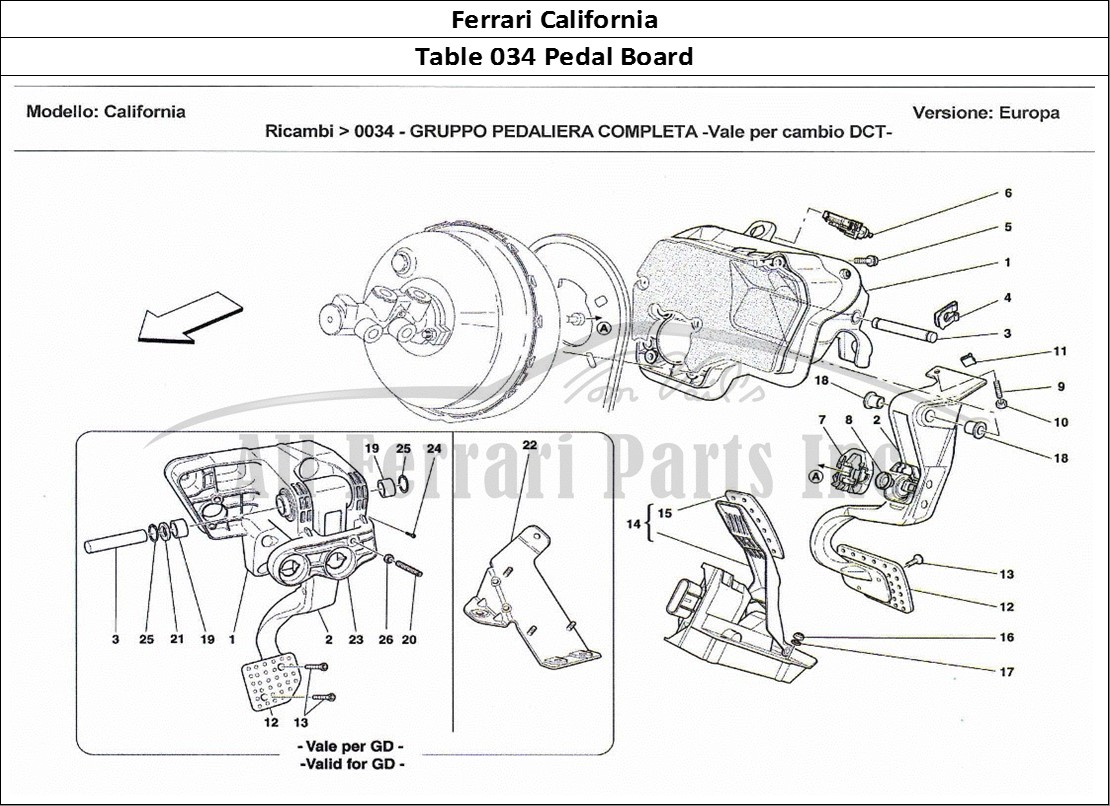 Ferrari Parts Ferrari California Page 034 Complete Pedal Board Unit