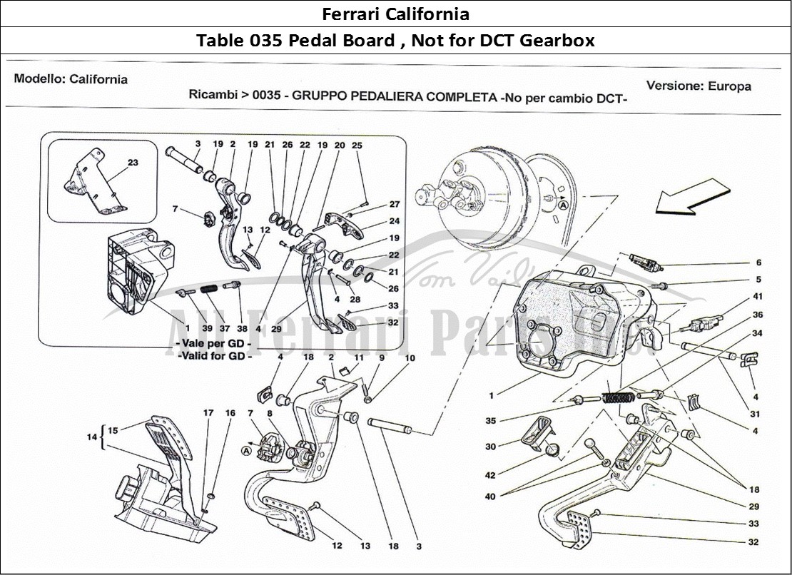 Ferrari Parts Ferrari California Page 035 Complete Pedal Board Unit