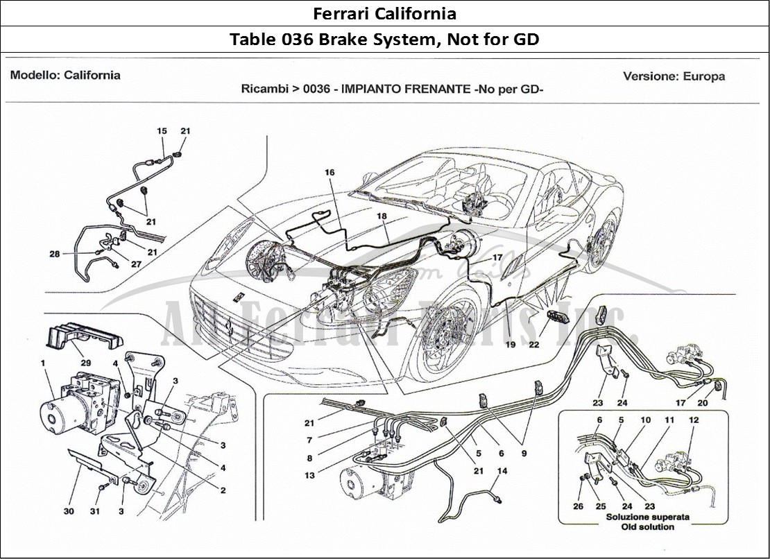 Ferrari Parts Ferrari California Page 036 Brake System - Not for Gd