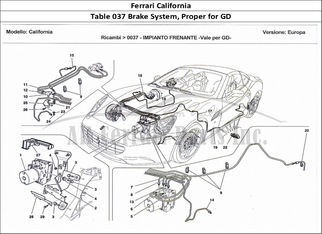 Ferrari Parts Ferrari California Page 037 Brake System - Valid for