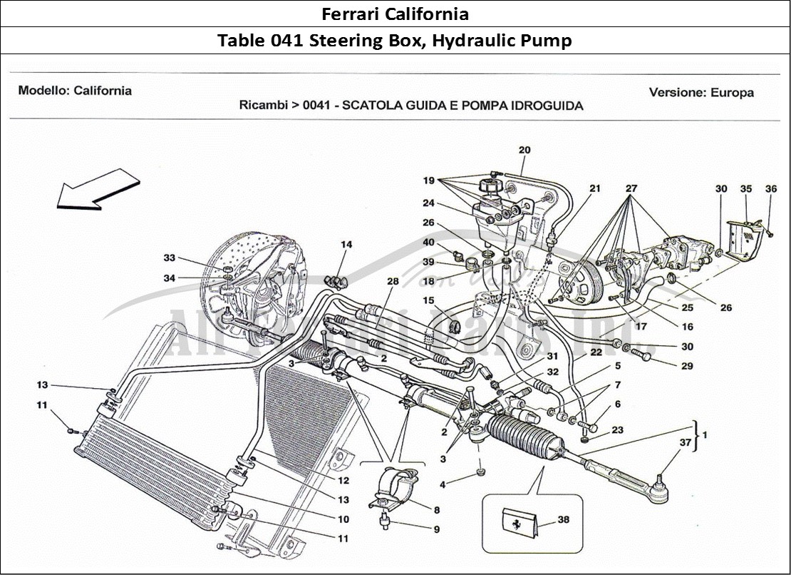 Ferrari Parts Ferrari California Page 041 Steering Bos and Hydrauli