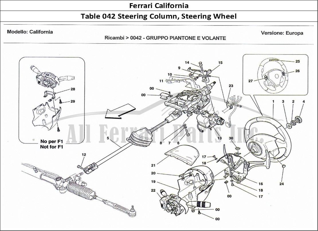 Ferrari Parts Ferrari California Page 042 Steering Column and Steer