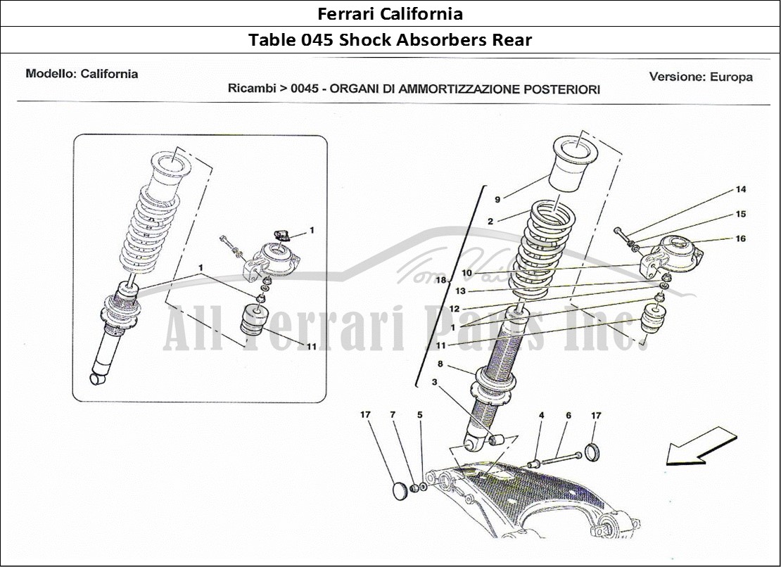Ferrari Parts Ferrari California Page 045 Rear Shock Absorbers