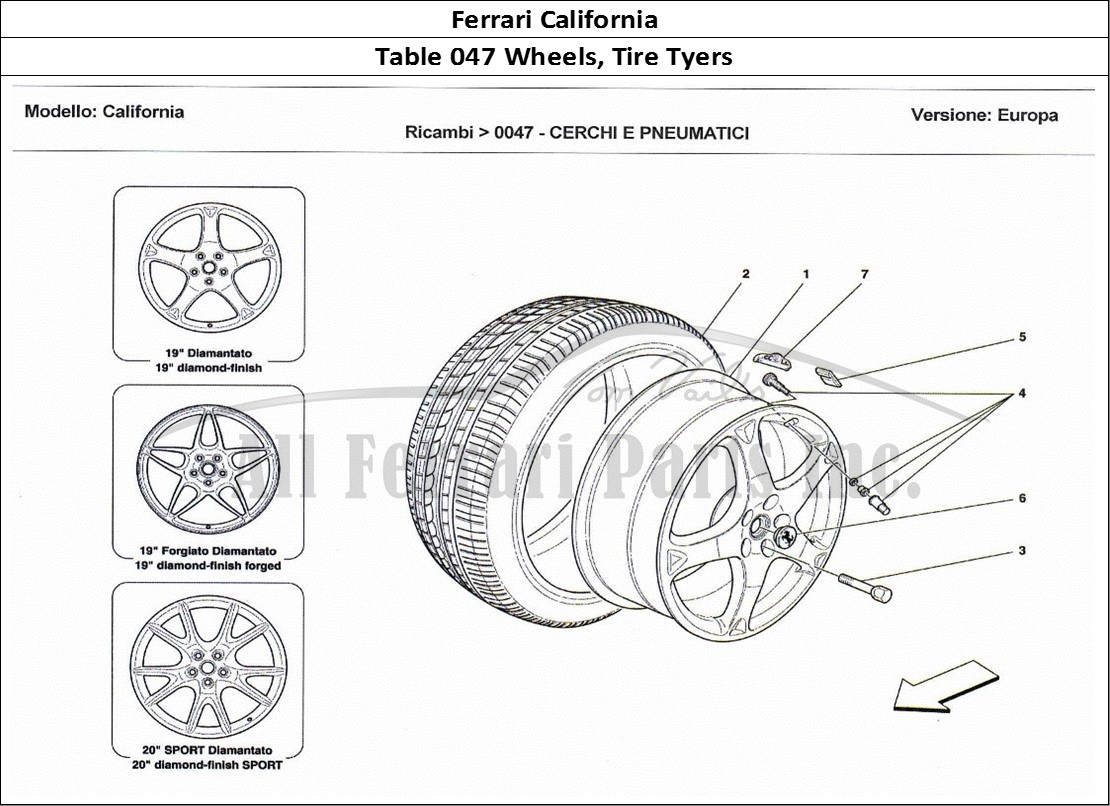 Ferrari Parts Ferrari California Page 047 Wheels And Tyres