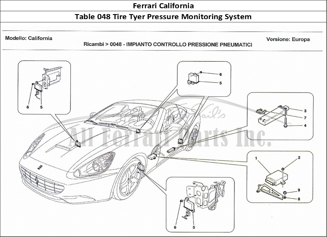 Ferrari Parts Ferrari California Page 048 Tyre Pressure Monitoring