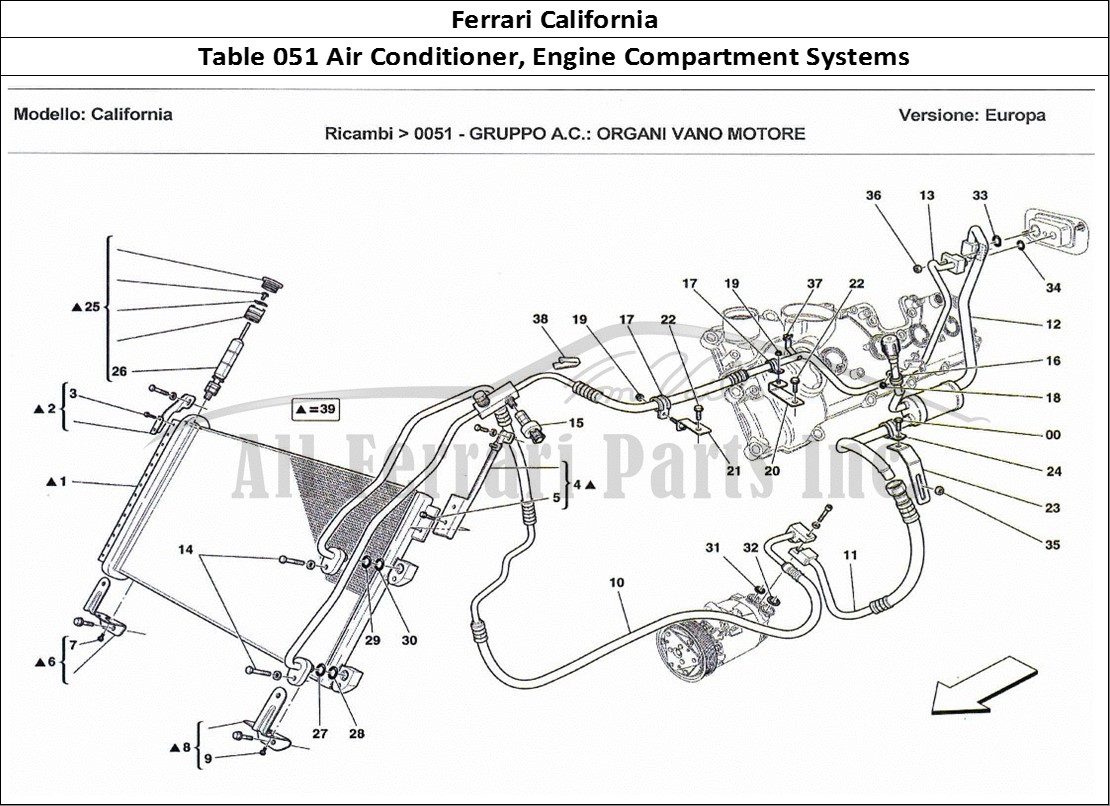 Ferrari Parts Ferrari California Page 051 A.C Unit : Engine Compart