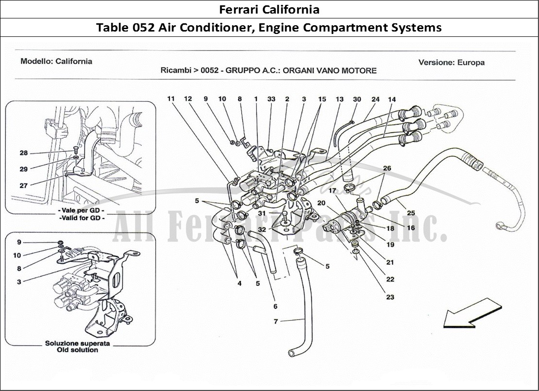 Ferrari Parts Ferrari California Page 052 A.C Unit : Engine Compart