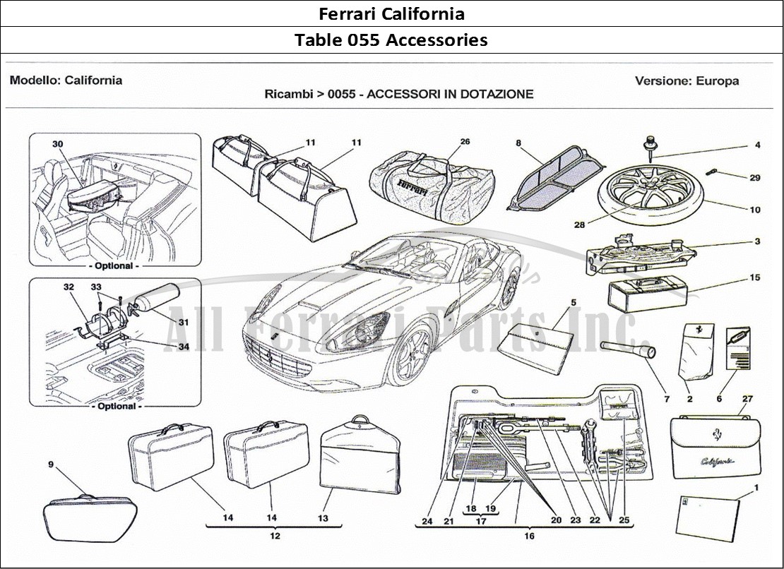 Ferrari Parts Ferrari California Page 055 Accessories