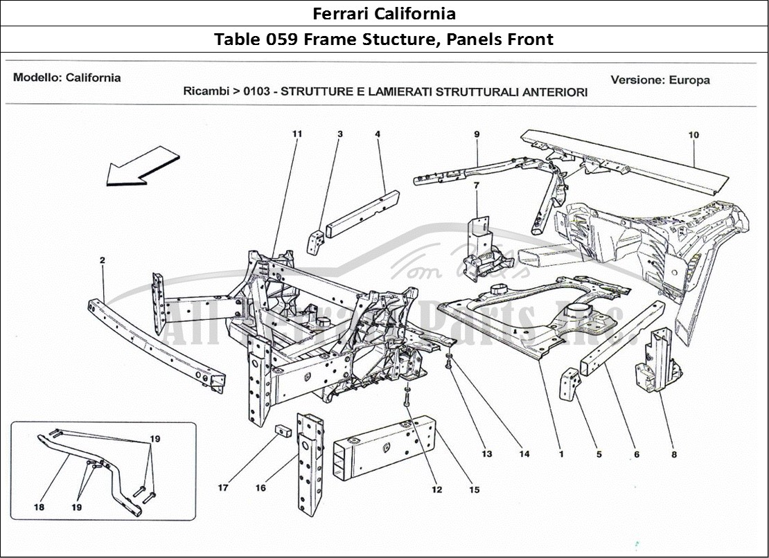 Ferrari Parts Ferrari California Page 059 Front Structural Frames a