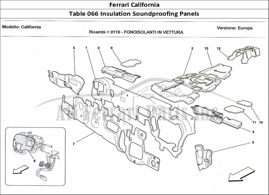 Ferrari Parts Ferrari California Page 066 Soundproofing Panels